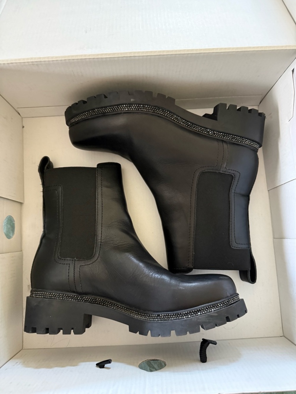 DKNY Black Leather Chelsea Boots with Box